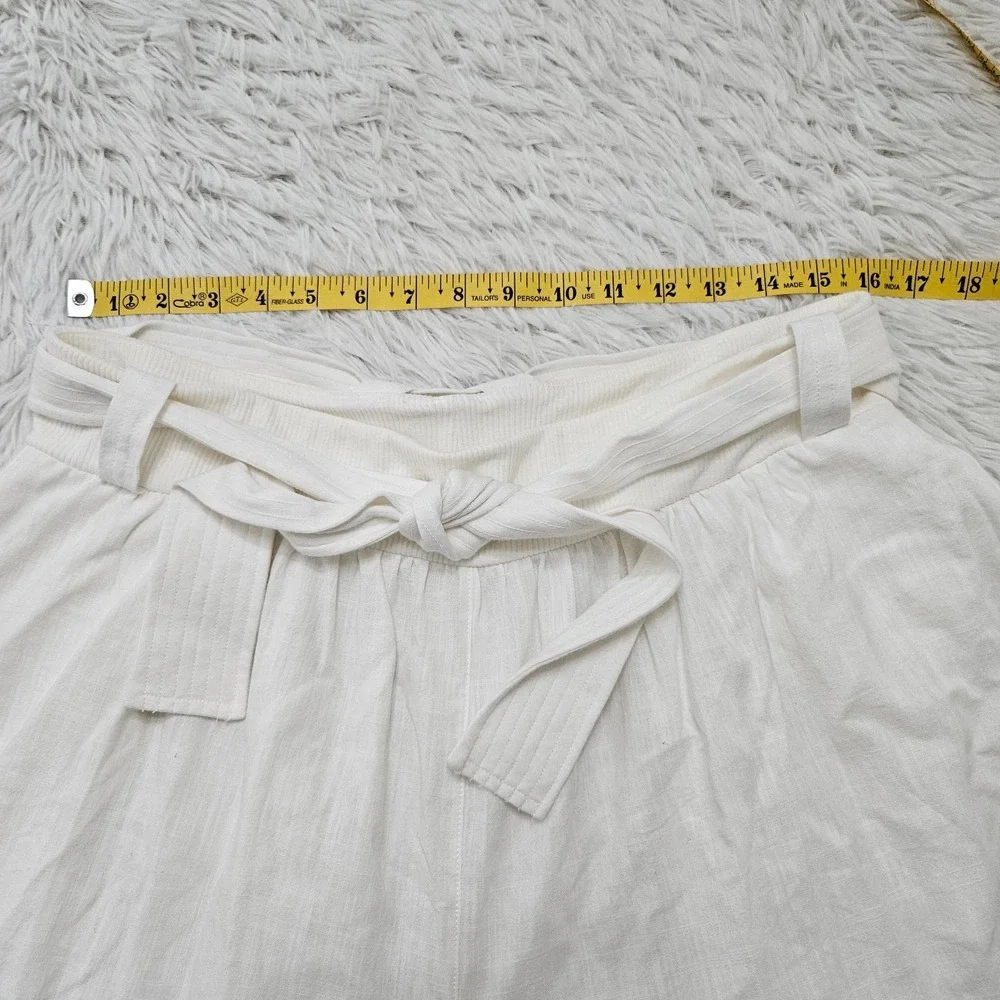 Free‎ People Movement Women's Sz L White 100% Cotton Belted Wide Leg Pants - Picture 11 of 15